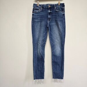 Mother High Waisted Looker Ankle Fray Jeans Women 31 Walking On Coals Skinny